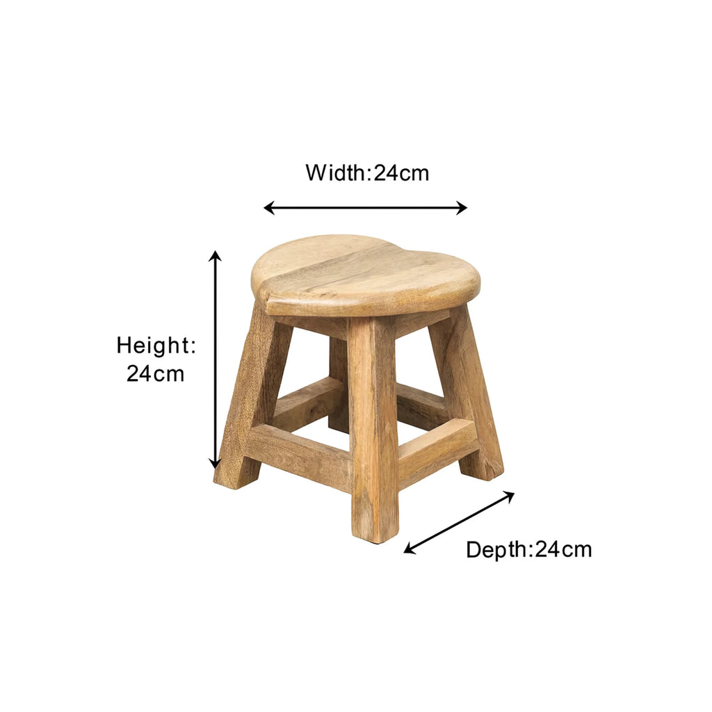 Small Mango Wood Heart Stool