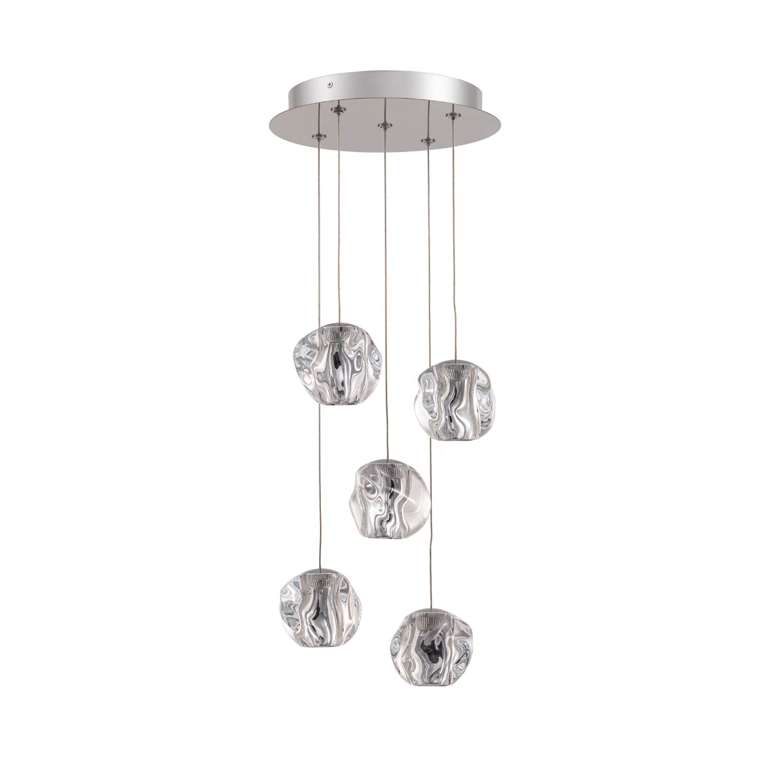 Glacia 5 Light Cluster Pendant Polished Chrome & Textured Glass