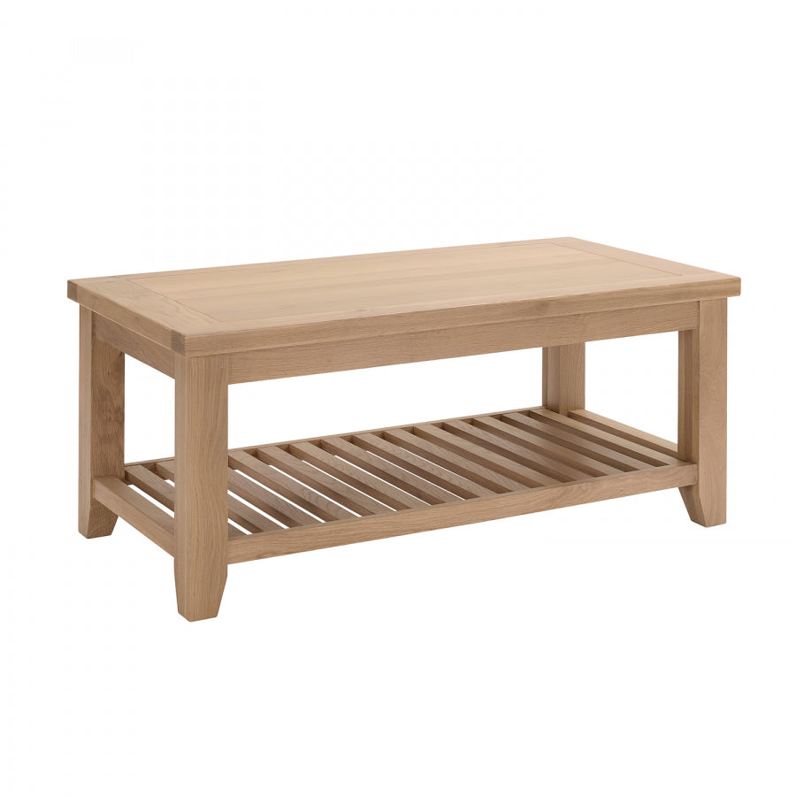 Cheshire Whitewash Oak Coffee Table with Slatted Shelf