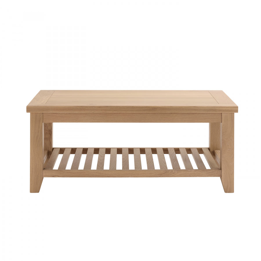Cheshire Whitewash Oak Coffee Table with Slatted Shelf
